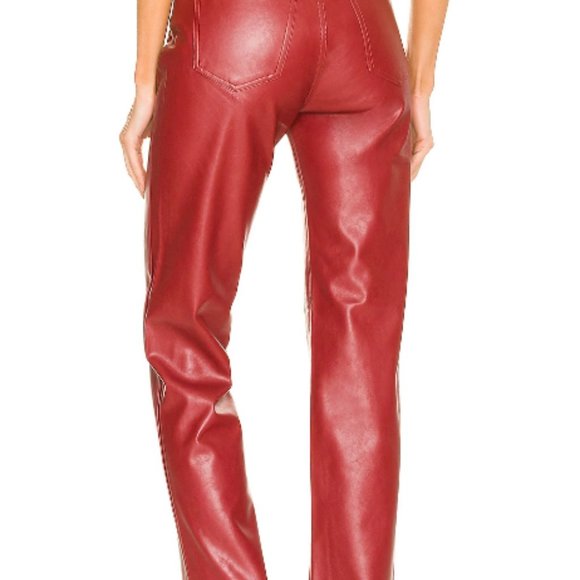 Pistola Cassie Super High Rise Straight Pant | Size 25 | Red Leather - Picture 2 of 3